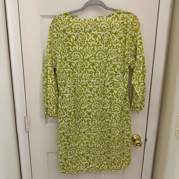 Gretchen Scott Printed Dress Green Size Medium 100% Cotton Floral Artsy Preppy - Picture 5 of 6